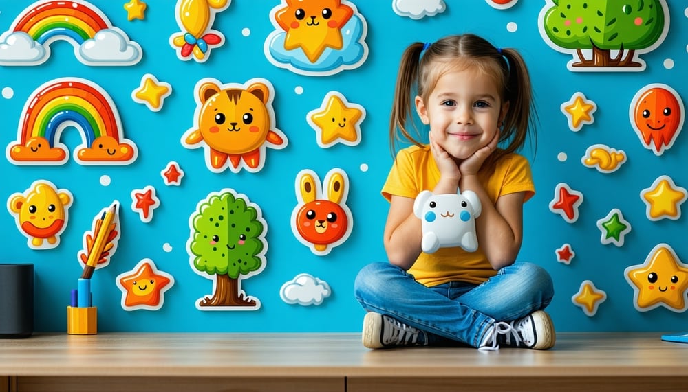 A collection of custom-designed AI-generated stickers for kids. A collection of custom-designed AI-generated stickers for kids.